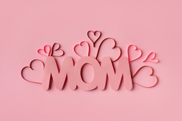 Paper heart flat lay romantic design love and valentine day