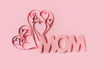 Paper heart flat lay romantic design love and valentine day