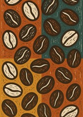 Fototapeta premium Retro coffee bean pattern