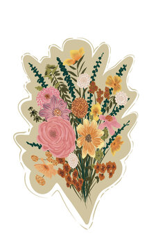 Flower Bouquete: Colorful bouquete of fower with rose crhysant eucalyptus ruscus