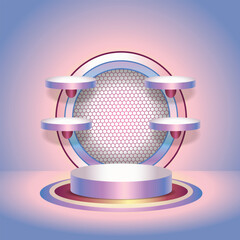 Colorful podium with pastel background. Vector illustration.