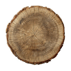 Fototapeta premium A cross-section of a tree trunk with visible growth rings on a black background