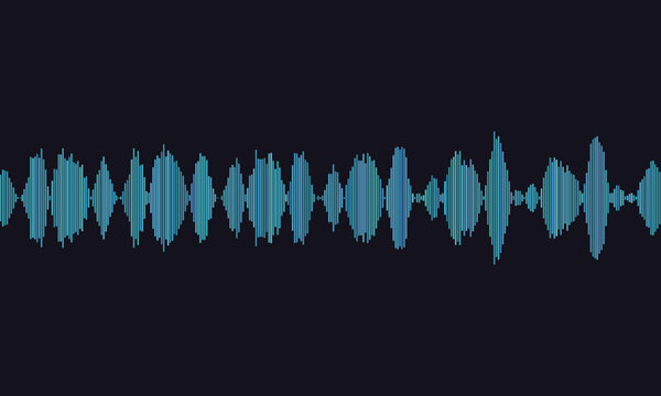 Abstract blue sound wave visualization on a dark background