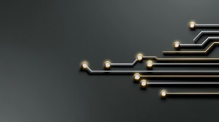 Abstract technology background with glowing circuit lines and nodes on a dark surface, representing innovation and connectivity in a modern digital world