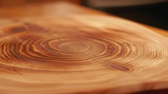 Close-up of a wooden surface with concentric rings, showcasing natural patterns and textures.