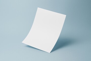 Floating blank paper on blue