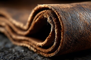 Close-Up of Textured Brown Leather Material for Crafting and Design