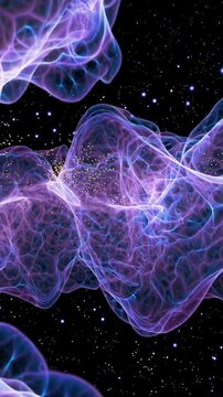 Nebula cloud formation swirling with golden particles, creating luminescent cosmic scene against dark starry backdrop, revealing mesmerizing interstellar energy and celestial mystery