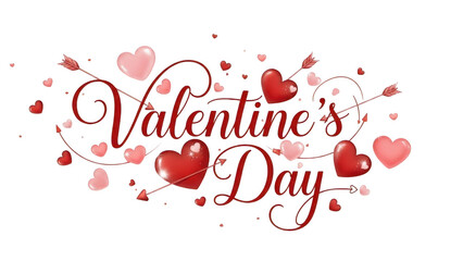 Valentine's day hearts and arrows isolated on transparent background