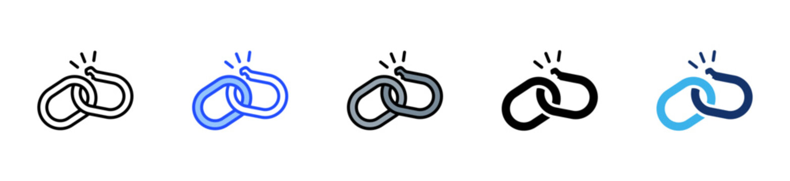 Broken Link Icon Collection With Multiple Styles
