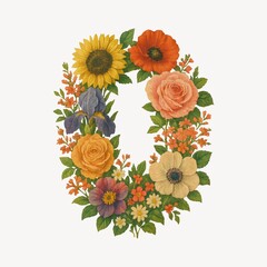 Fototapeta premium Vibrant floral wreath illustration