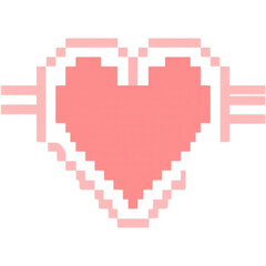 Obraz premium Pixel art pink heart with dumbbell