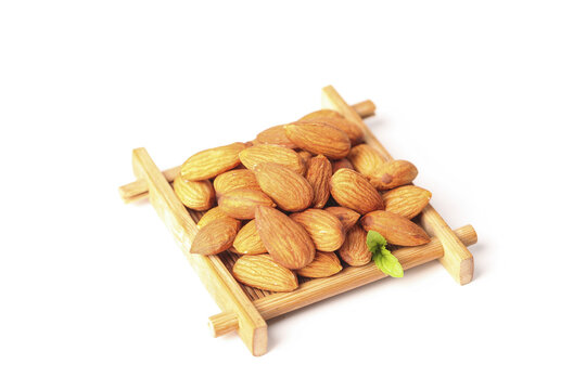 Fresh Roasted Almonds in Wooden Basket - Healthy Snacking
