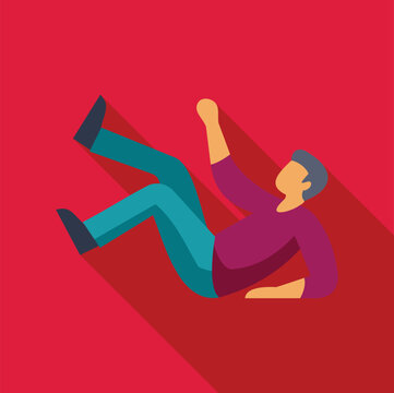 Man is falling backward with a raised arm, experiencing an accident