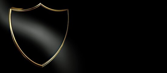 Golden Shield Emblem on Black Background with Spotlight.