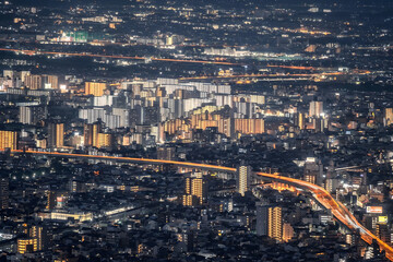 Osaka Night Cityscape - Illuminated Urban Sprawl with Highways