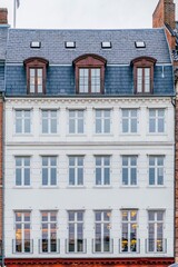 Fototapeta premium Elegant White Neoclassical Facade, Copenhagen City Center, Denmark