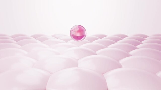 Pink PDRN liquid absorption and cell signaling for skin elasticity and glow. 3D rendering