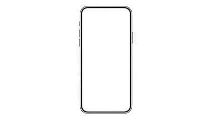 A black outline of a smartphone frame on a white background