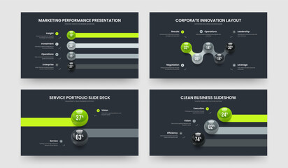 Marketing Report Four Five Two Three Step Chart Presentation Layout Vector Illustration Collection. Elegant Growth 4 5 2 3 Element Infographic Slide Design Bundle.