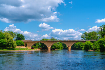 V&eacute;z&egrave;re River bridge Limeuil the Dordogne France French historic travel destination
