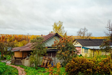 Old Garden in a Village in Late Autumn