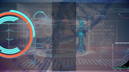 Animation of processing circle with energy, dna, human model and data processing on digital screen - Powered by Adobe