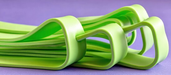 Green ribbons of celery on a purple background.