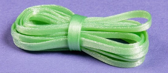 Green ribbon tied in a bundle.