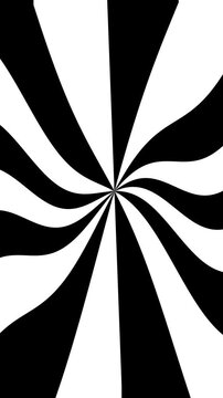 black and white hypnotic spiral optical illusion motion background loop