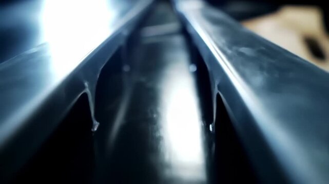 Abstract close-up of l structure with a dark and moody industrial aesthetic.