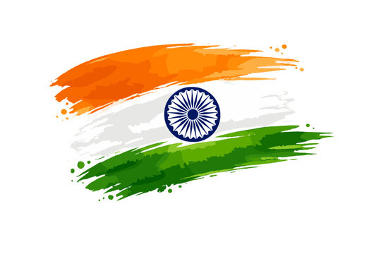Creative watercolor tricolor brush strokes of the Indian flag for artistic and patriotic designs