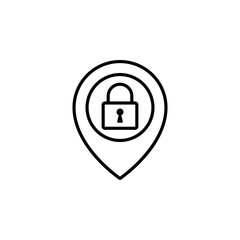 Secure Location Line Icon Privacy Protection