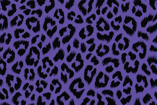 A vibrant purple leopard pattern illustration featuring wild cat spots and abstract animal print design in a modern art style