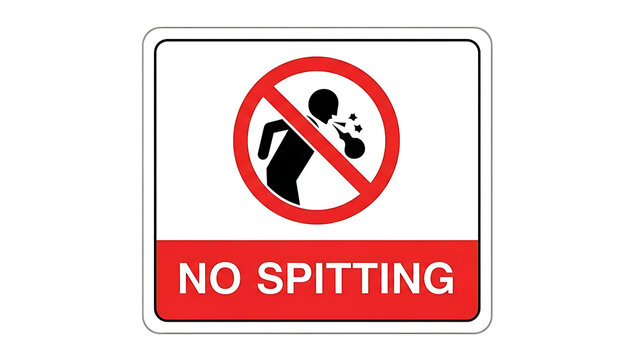 No spitting sign indicating prohibition on public spitting