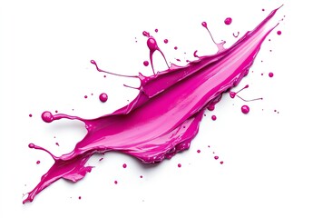 A 3D render of a bright pink liquid splash, forming sharp and dynamic shapes against a white background, creating an energetic and vibrant visual effect