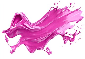 A 3D render of a flowing, wavy pink liquid or fabric, creating a dynamic and elegant visual effect against a white background