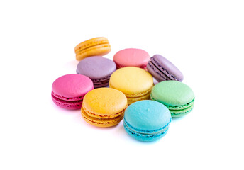 Macaron cookies isolated on white background.