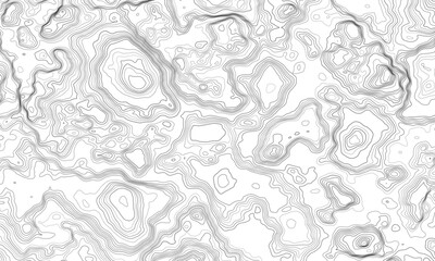 Topographic map. Geographic contour map background with elevation lines. Detailed terrain visualization concept. Vector illustration of landscape elevations and natural relief.