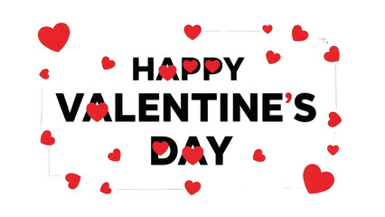 Happy valentine's day with hearts isolated on transparent background