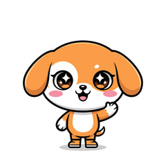 Obraz premium Cute cartoon dog vector illustration on white background