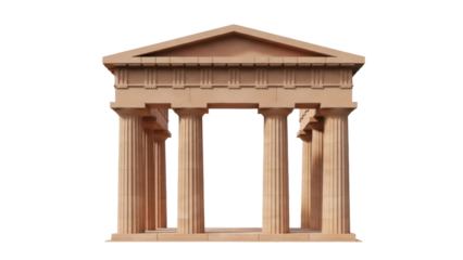 Ancient Greek temple building isolated PNG, classical architecture with columns on transparent background for historical and educational use