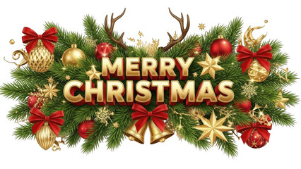 Merry christmas holiday decorations isolated on transparent background