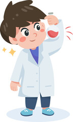 Cute Scientist Testing Liquid in Flask