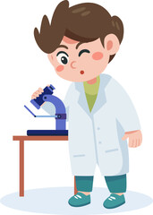 Cute Scientist Using Microscope