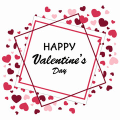 A beautiful happy valentine's day greeting card design with flying hearts and elegant frame