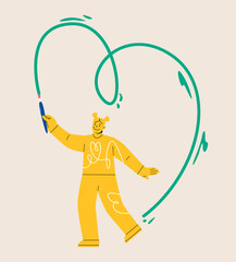 Woman drawing hearts around his. Creative self-care concept. Colorful vector illustration
