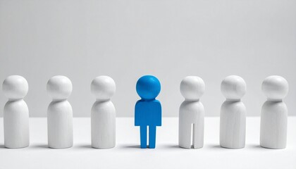 Blue figure stands out among white icons.