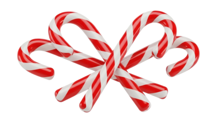 Pile of red and white striped candy canes isolated PNG, traditional Christmas holiday sweets on transparent background