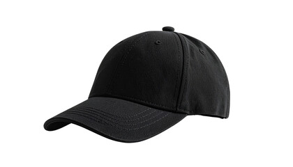 Fototapeta premium Stylish Black Peaked Cap on White Background for Fashion Design and Mockups isolated on solid white background1